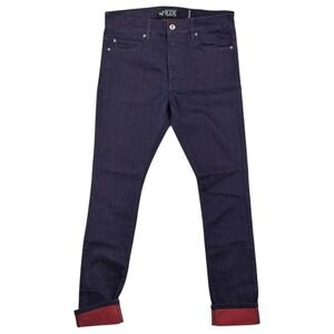 RUDESkinny Drop Waist Dark Wash Blue Red Lined Jeans Size Cuffed Stretch